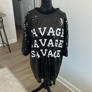 The SAVAGE Black Sequin Tshirt Dress